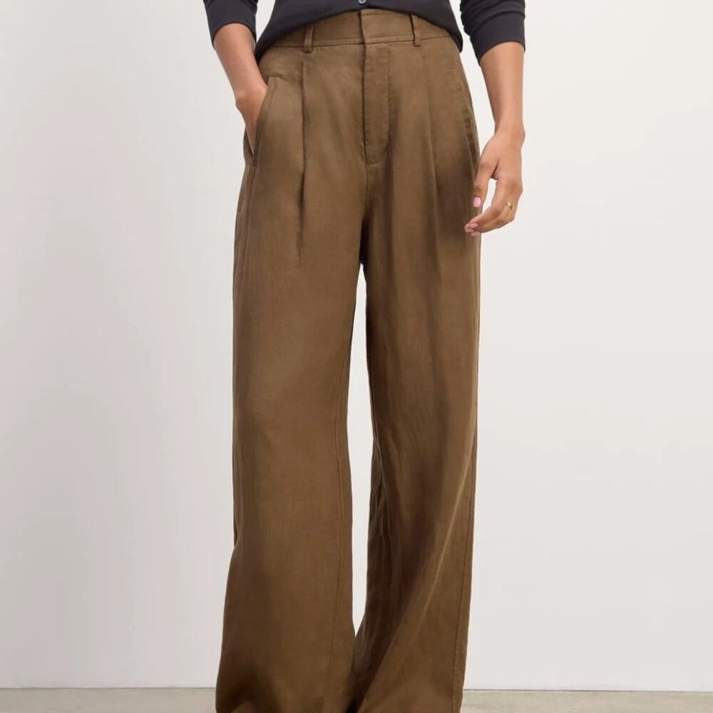 Everlane Women's The Linen Way-High Drape Pant in Brown